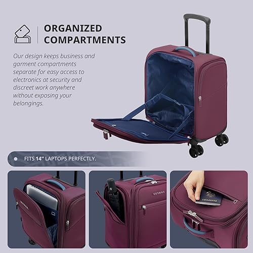 Miniatura 4 de Verage Carry On Underseat Luggage with Wheels & USB Port, Wheeled Spinner Bag Carry-on Luggages for Airlines, Lightweight Suitcase Men Women, Pilots