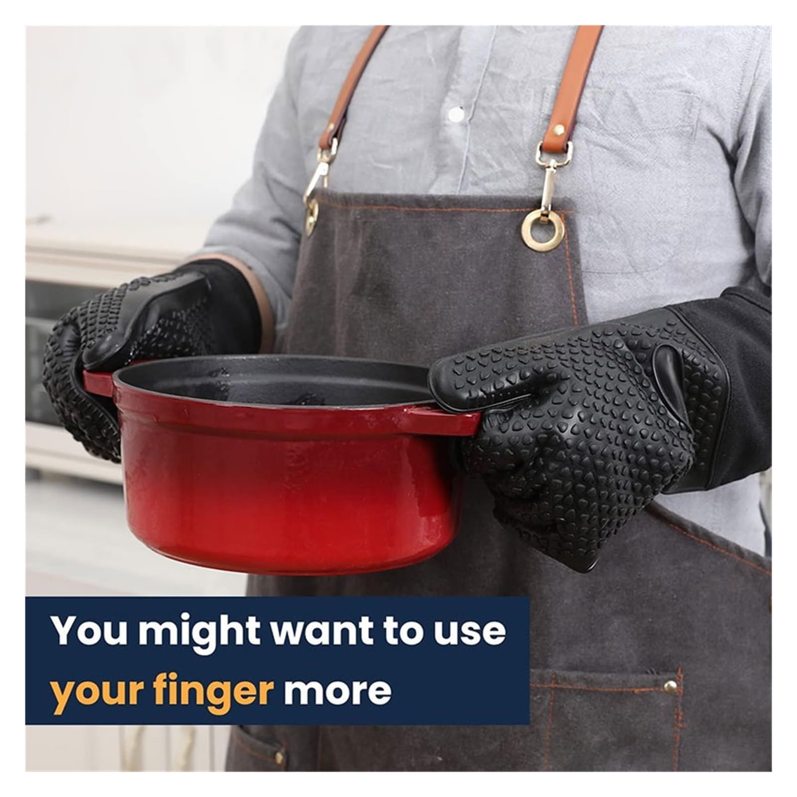 Compatible con Guantes de Horno Silicona Extra Largos Forro Acolchado, Herramientas duraderas Resistentes al Calor for Hornear Parrilla(50cm)