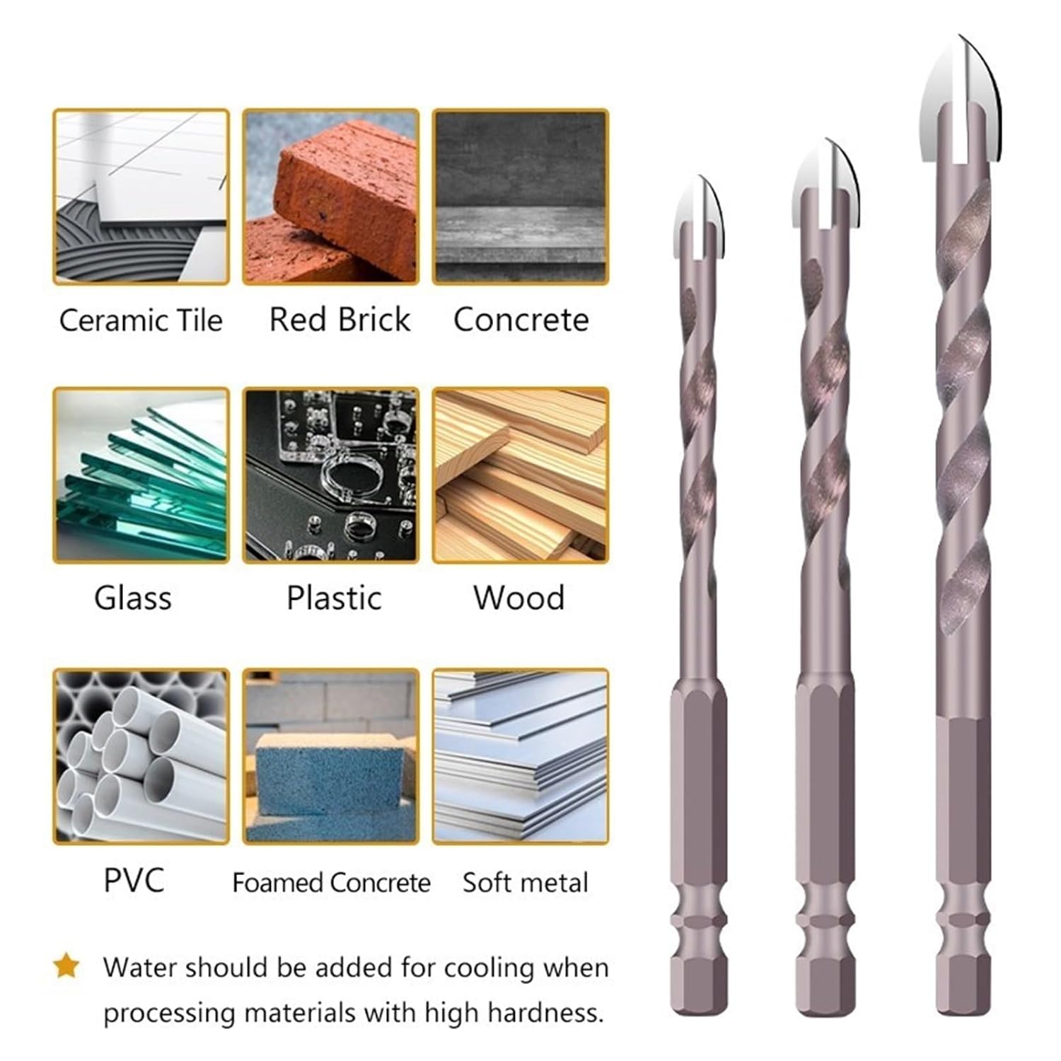 1pcs Hole Opener Triangle Drill Bits 3/4/5/6/8/10/12mmm Cross Hex Tile Bit for Glass Ceramic Concrete Tile Drilling Tool(1pc 12mm)