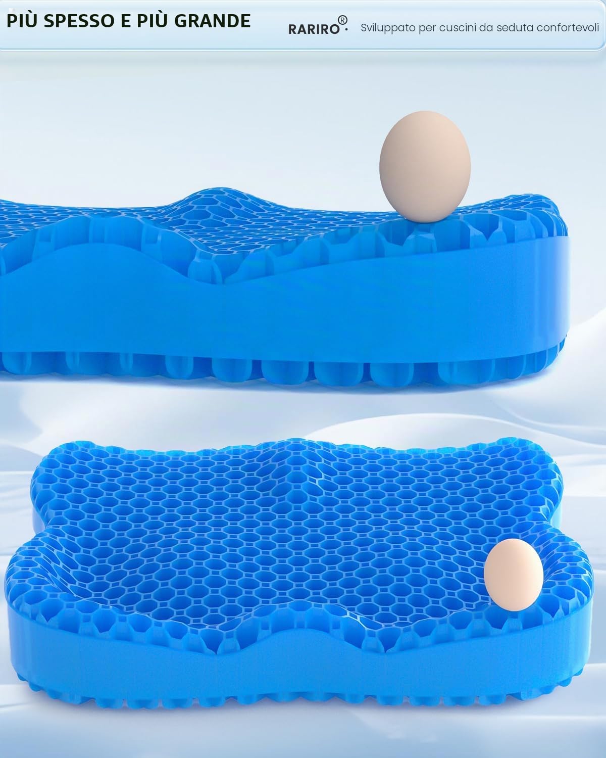 Cuscino Per Seduta In Gel, Traspirante A Nido D'Ape Doppio Spessore Uovo Cuscino Morbido Per Sedia Da Ufficio Per Sedersi A Lungo Cuscino Di Pressione Per Coccige Sciatica, Rialzo Auto Sedia A