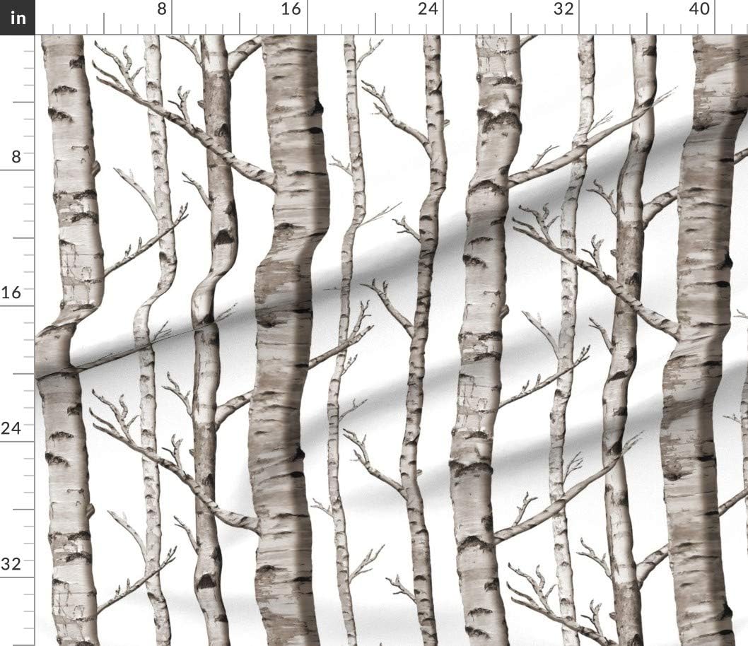 Spoonflower Fabric - Woodland, Forest, Birch, White, Trees, Winter, Branches Printed on Petal Signature Cotton Fabric by The Yard - Sewing Quilting Apparel Crafts Decor