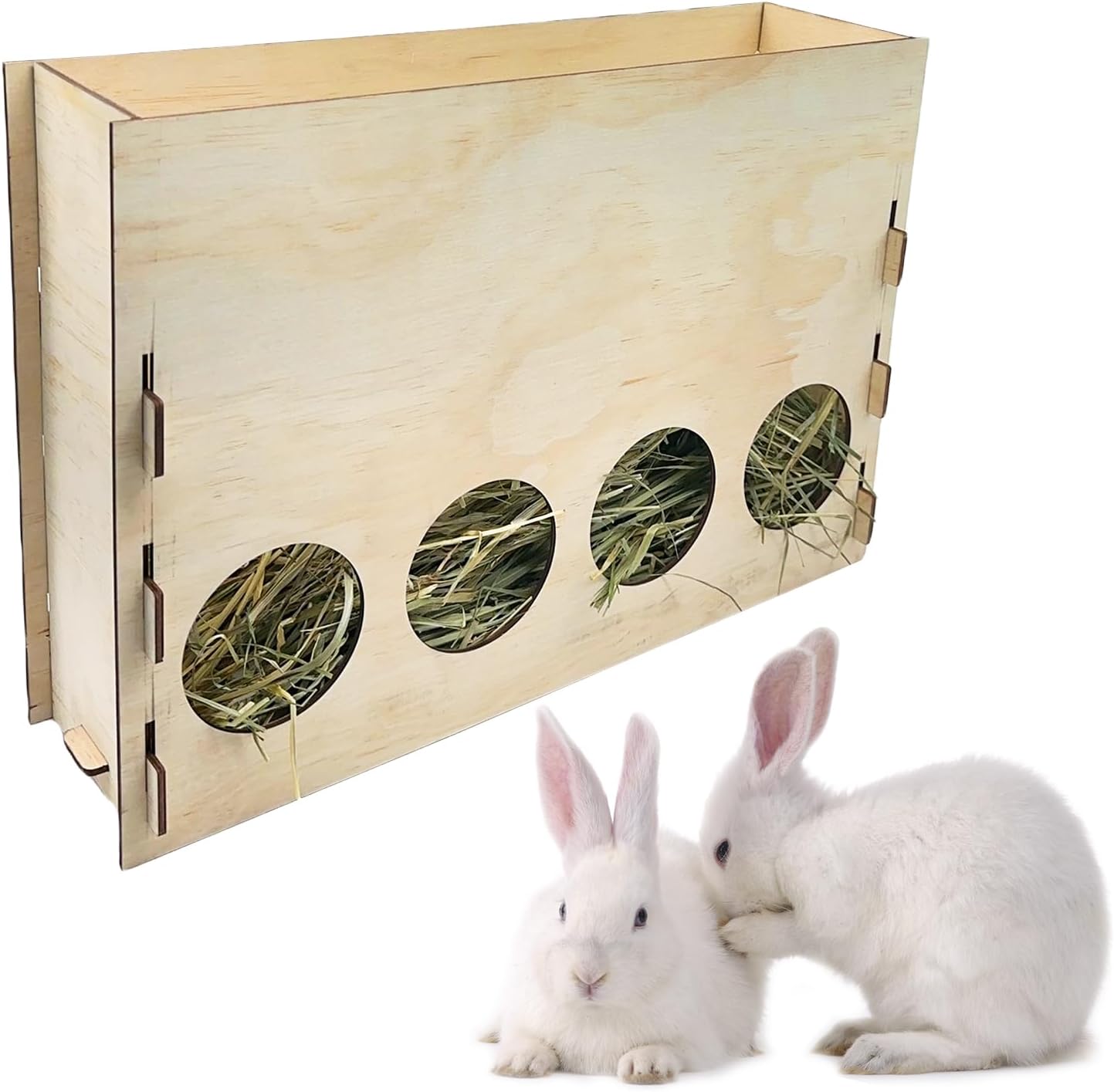 Amazon.com : Acsist Rabbit Hay Feeder, Wooden Bunny Hay Manger, Less ...