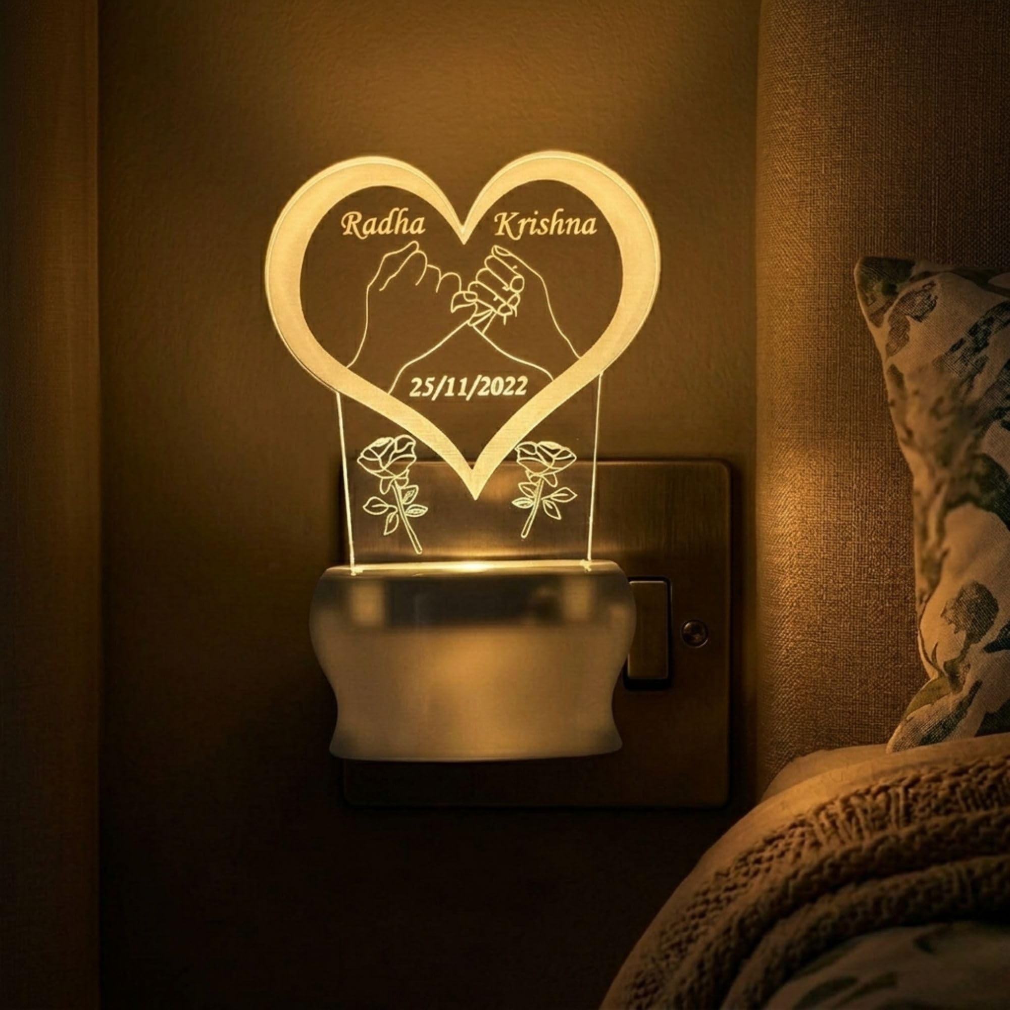 SHAYONA Personalized Couple Name And Date In Love Heart Acrylic 3D Illusion