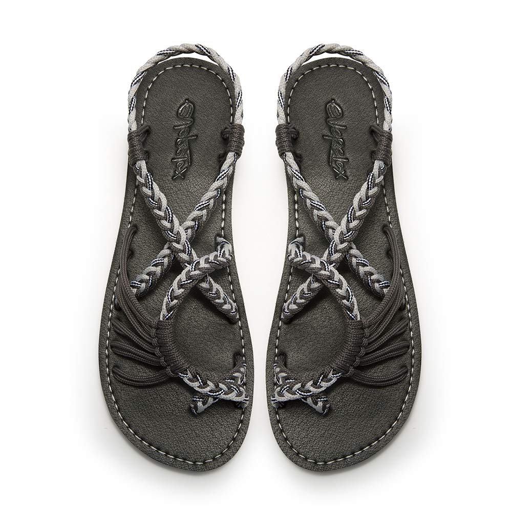 Everelax Women's Flat Sandals, Dark Light Grey, 9