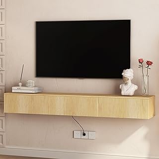 Natural Floating TV Stand for Bedroom...