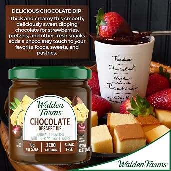 Walden Farms Chocolate Dessert Dip Zero Calorie, Sugar Free, Keto & Fat Free Sweet Topping for Fruit, Pretzels, Yogurt & More 12 oz Bottles