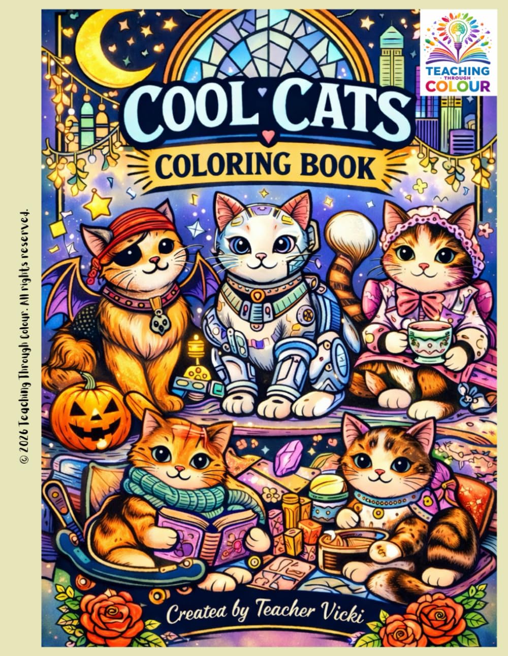 Cool Cats Coloring Book for Teens & Adults: Relaxing Animal Coloring Book