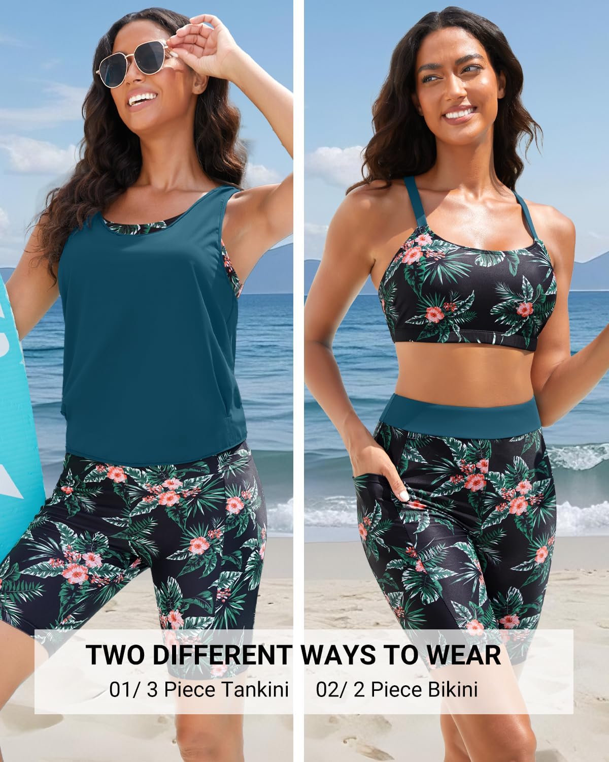 Daci Women 3 Piece Tankini Swimsuits - Athletic Swim Tank Top with Bra Bathing Suit with Shorts Modest Swimwear 2025 - Image 3