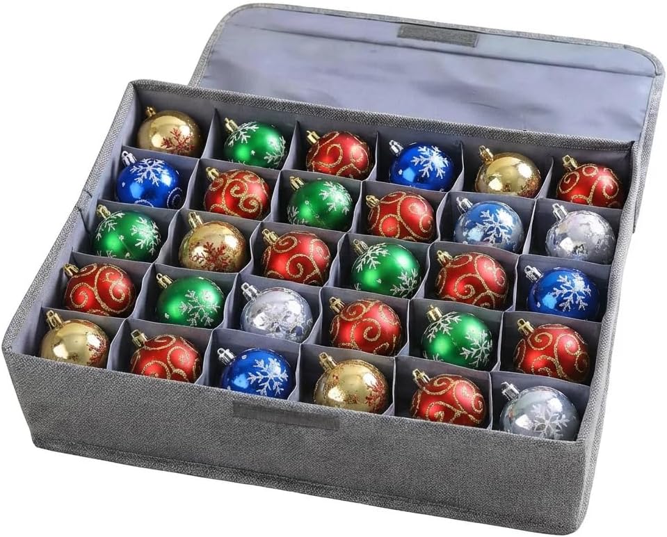 1 Pcs Light Bulb Storage 0rganizer, Christmas Light Storage Keep 30 Capacity Light Bulb Foldable Organizer with Lid Sturdy PP Board Fits Various Balls Standard Bulbs for Xmas Holiday