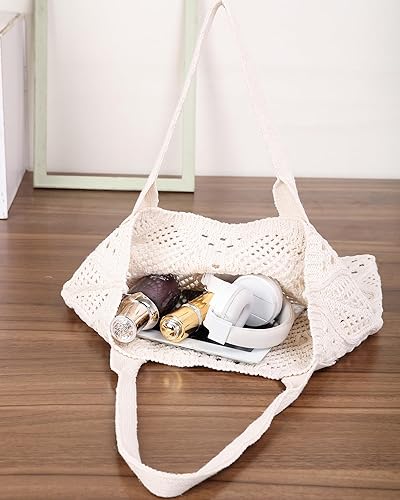 Miniatura 7 de Stizimn Bolsas grandes de playa Bolso de hombro de ganchillo, bolso de mano de punto, bolso de mano estético de playa de ganchillo, bolsa tejida