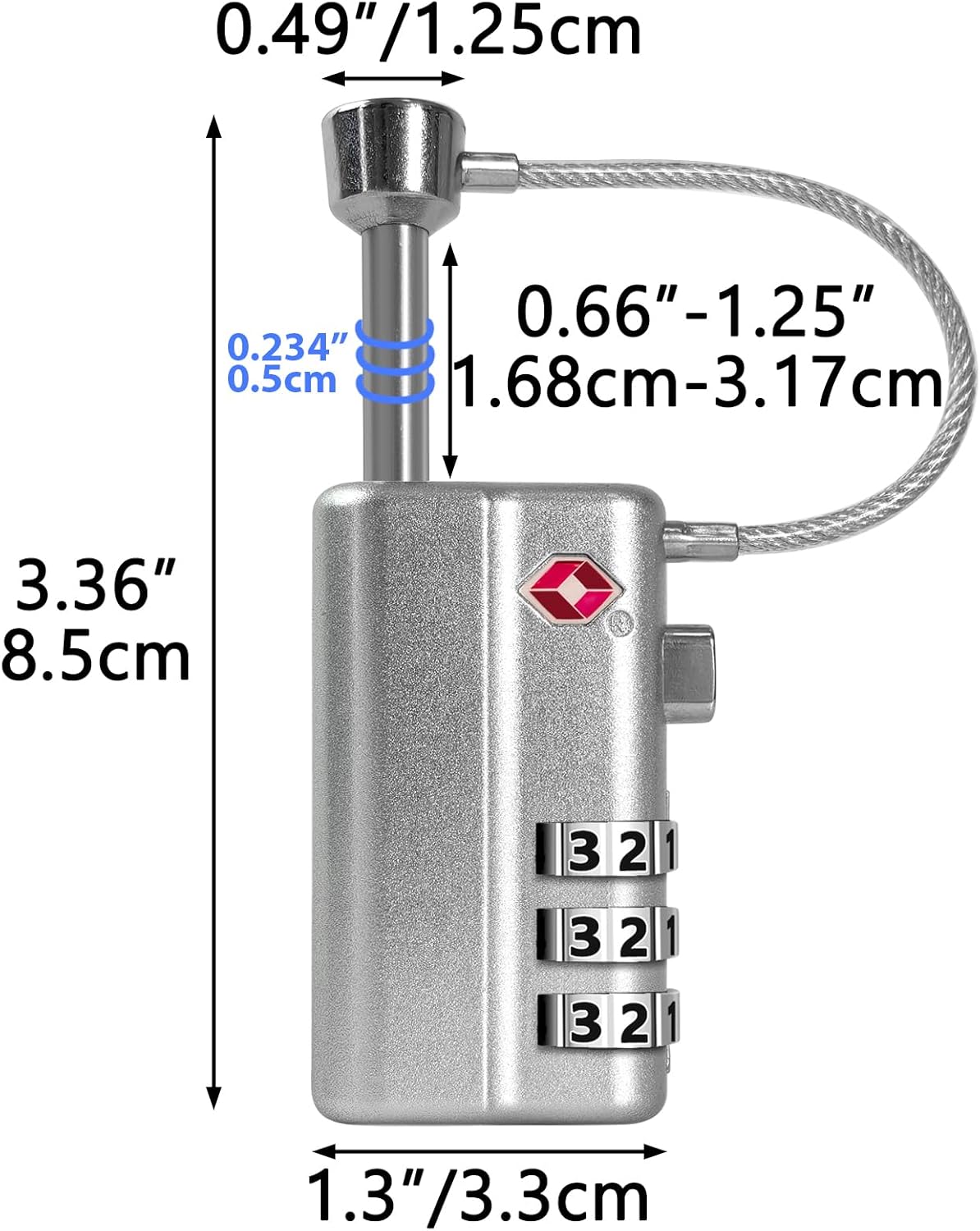 UPGRADED LAFENLIN Gun Case Lock - Adjustable Alloy Handle, TSA Approved Gun Safe Locks, High Security Cable Gun Locks, Secure Code Locks for Gun Case, Firearm Case, Toolbox, Travel Luggage, Silver -4P - Image 3