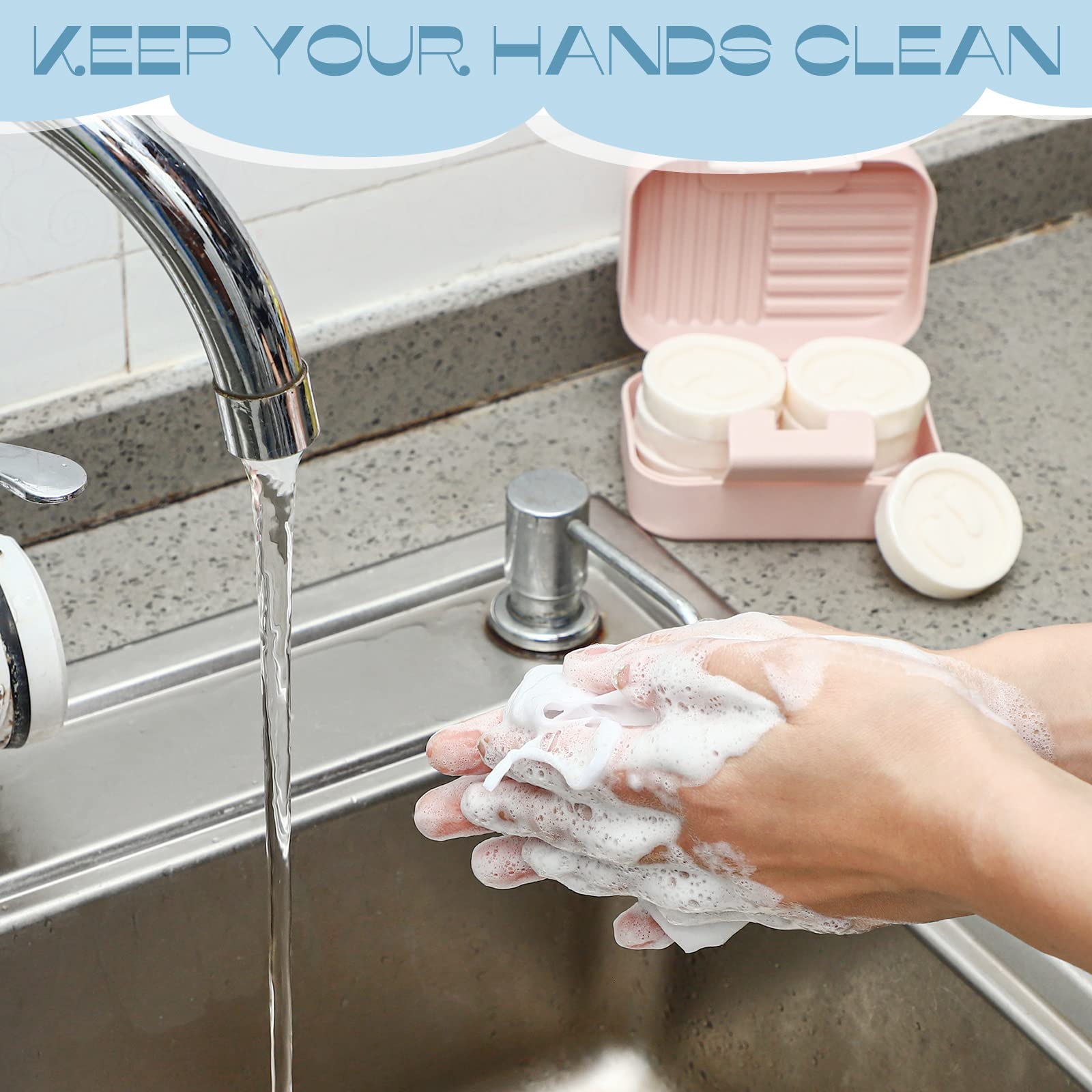 Yaomiao 30 Pcs Baby Shower Favors Soap Bulk Handmade Embossments Baby Shower Soap Favors with 30 Organza Bags 30 Thanks Gift Tags for Baby Shower Guests Wedding (White, Blue, Footprint)