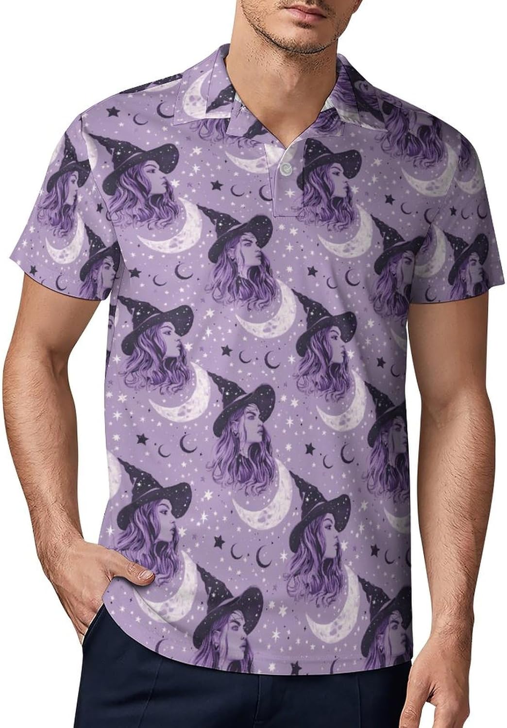 Moon Goddess Novelty Men's Short Sleeve Shirt Golf Tennis Shirts Work T-Shirt Sport Tee