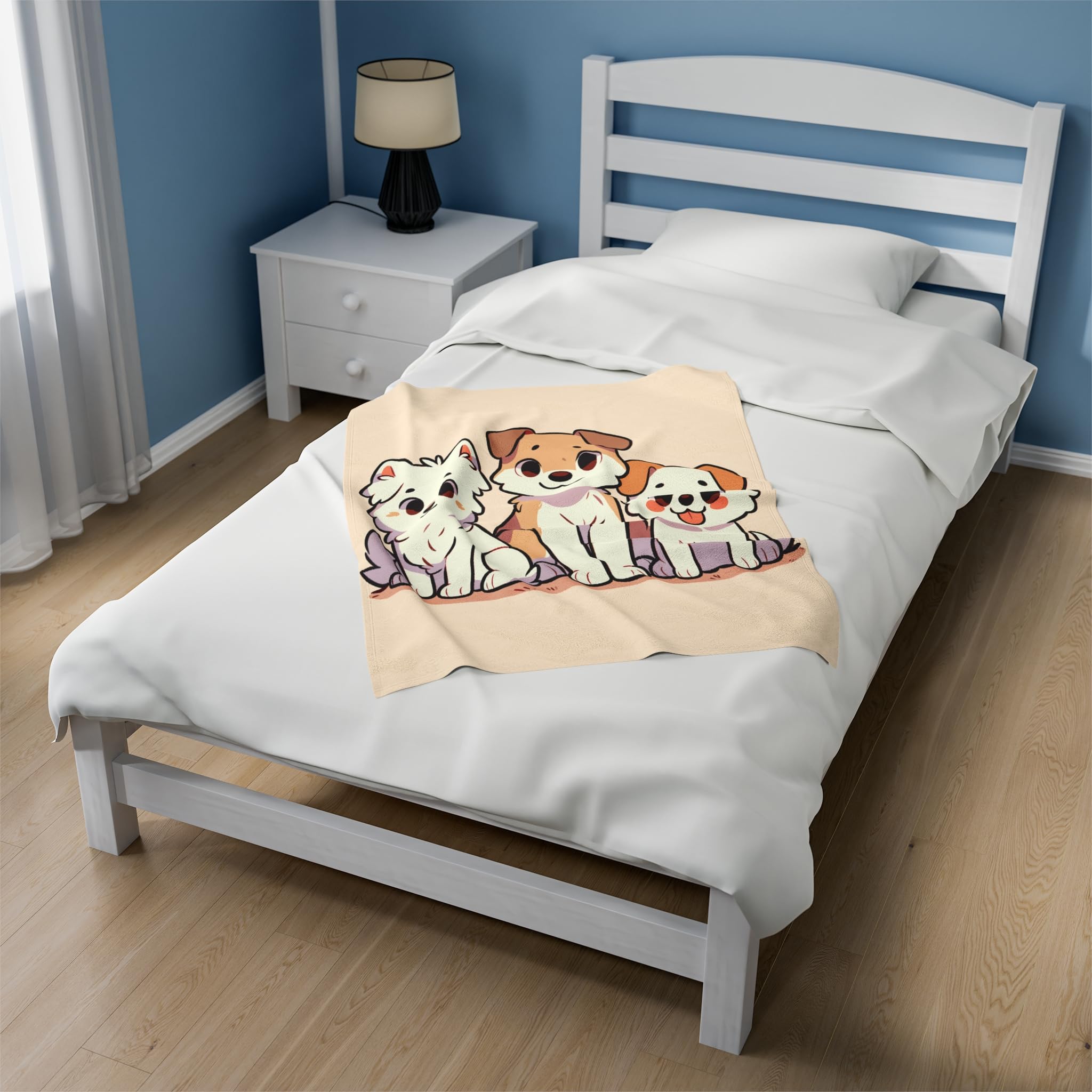 Couverture en peluche douce trois chiens le cadeau ideal pour decoration de chambre enfant