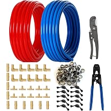 All-in-One GUOFIS 1/2 Inch PEX-B Pipe,2x100FT Blue&Red Pex Tubing,Plumbing Pipe kit for Portable Water