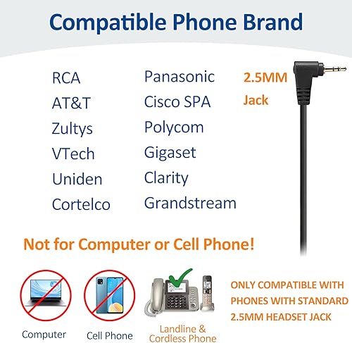 Miniatura 2 de Wantek Auriculares de teléfono de 0.098 in monoaurales con micrófono de cancelación de ruido+desconexión rápida compatibles con Cisco Linksys SPA