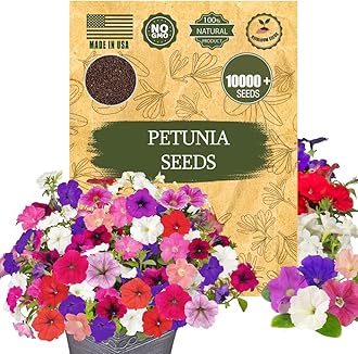 Petunia Seeds - 10,000+ Mixed Grandiflora Petunia Seeds for Planting - Rainbow Colors Wave Petunia, Firefly, Supertunia - Stunning Color Mix for Hanging Baskets, Garden, Outdoors