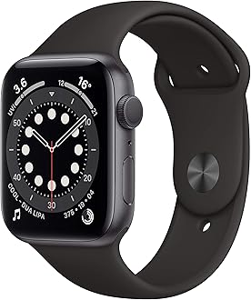 New Apple Watch Series 6 (GPS, 44mm) - Space Grey Aluminium Case with Black Sport Band