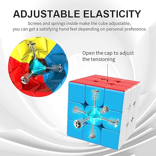 Miniatura 5 de Cubo de velocidad de 3 x 3 x 3, cubo mágico sin calcomanías, caja de rompecabezas de giro suave con diseño antiadherente, el juguete más educativo