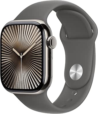 Apple Watch Series 10 GPS + Cellular 42mm Titanium Smartwatch with Stone Grey Sport Band
