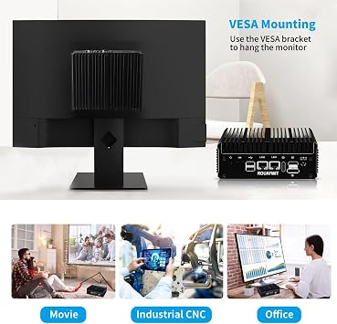 Mini PC Industrial Fanless 12th Gen J6413/J6412, Micro Desktop Office Computer, Dual i226V 2.5GbE Lan, 2 COM, WiFi/BT, 3 Display, Barebone, NO RAM NO Storage