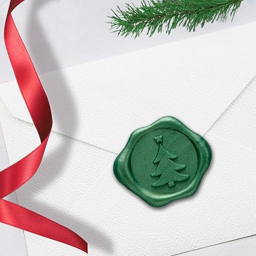 Calcomanías adhesivas para árbol de Navidad, 25 unidades, prefabricadas con cera de sellado real (verde pino)