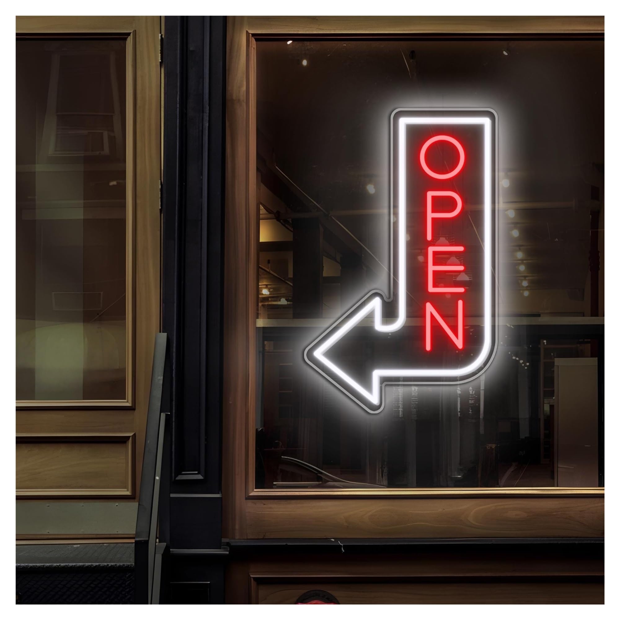 RONGCH Hanging Art Neon Signs Open Arrow Neon Sign, Suitable for Bar Store Shop Decor with Brightness Adjustable 38cm(C)