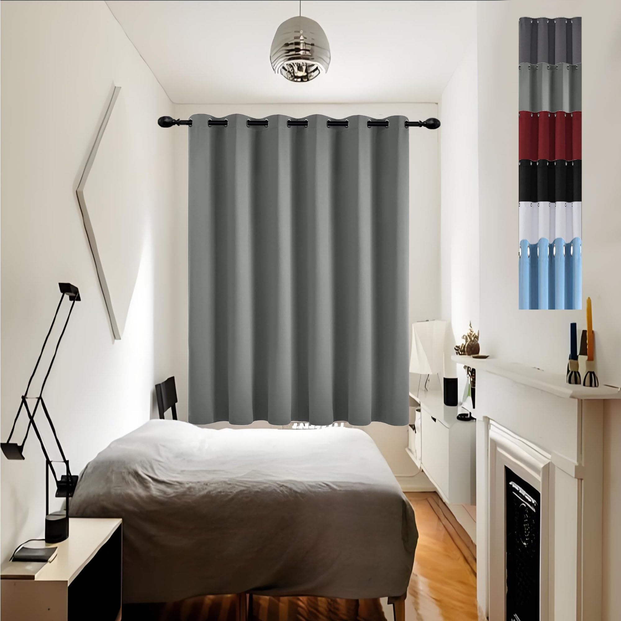 GOUSUN Eyelet Curtains 190 x 115 cm Home Decorative Door Curtain Thermal Blackout Curtains Insulated Energy Efficiency Eyelet for Bedroom,1 Panels, Light Grey