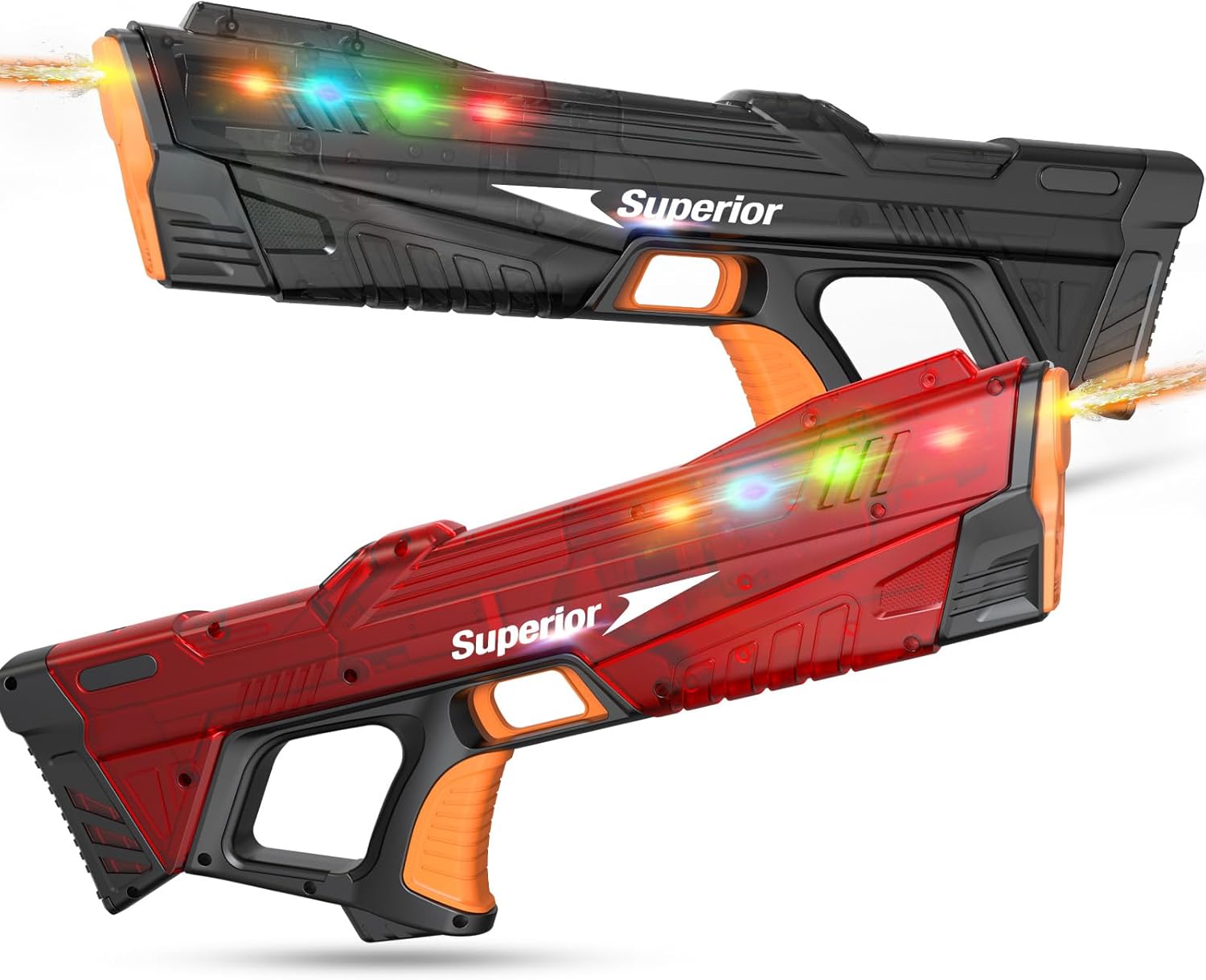 2 Pack Electric Water Gun for Adults Kid, Fast Fully Water Reload Automatic Squirt Gun with Colorful Light 32FT Long Range Auto Water Blaster,Summer Water Toy(Black+Red)