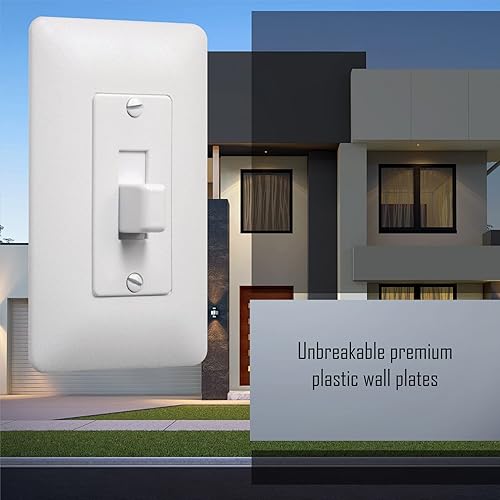 Miniatura 10 de Taymac 5070W Masque 2000 - Placa de pared estilo decorador de 1 banda, marco de pared pintable para interruptor de palanca, blanco (paquete de 1) y