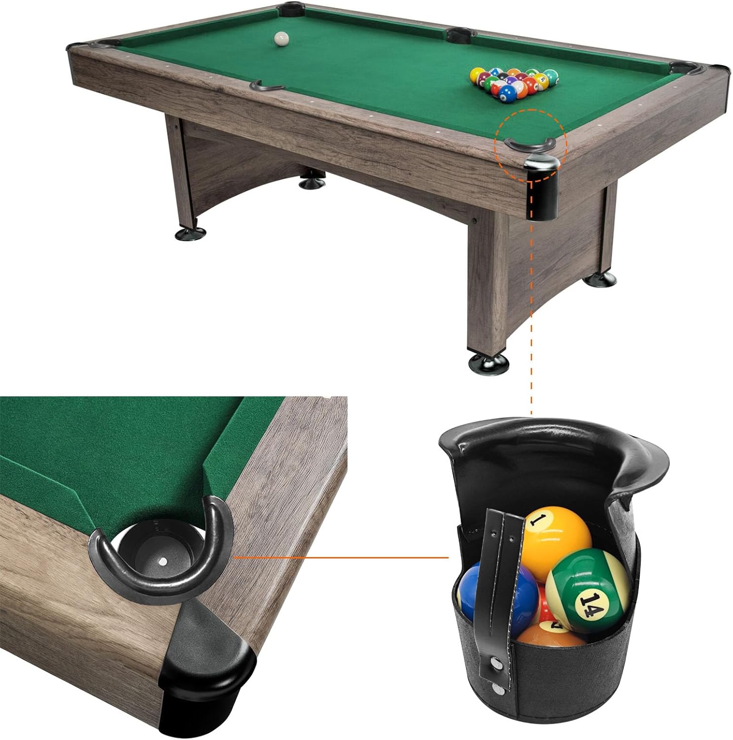 Pool Table Pockets Replacement Leather Pockets for Billiard Table Set of 6 Drop Pockets