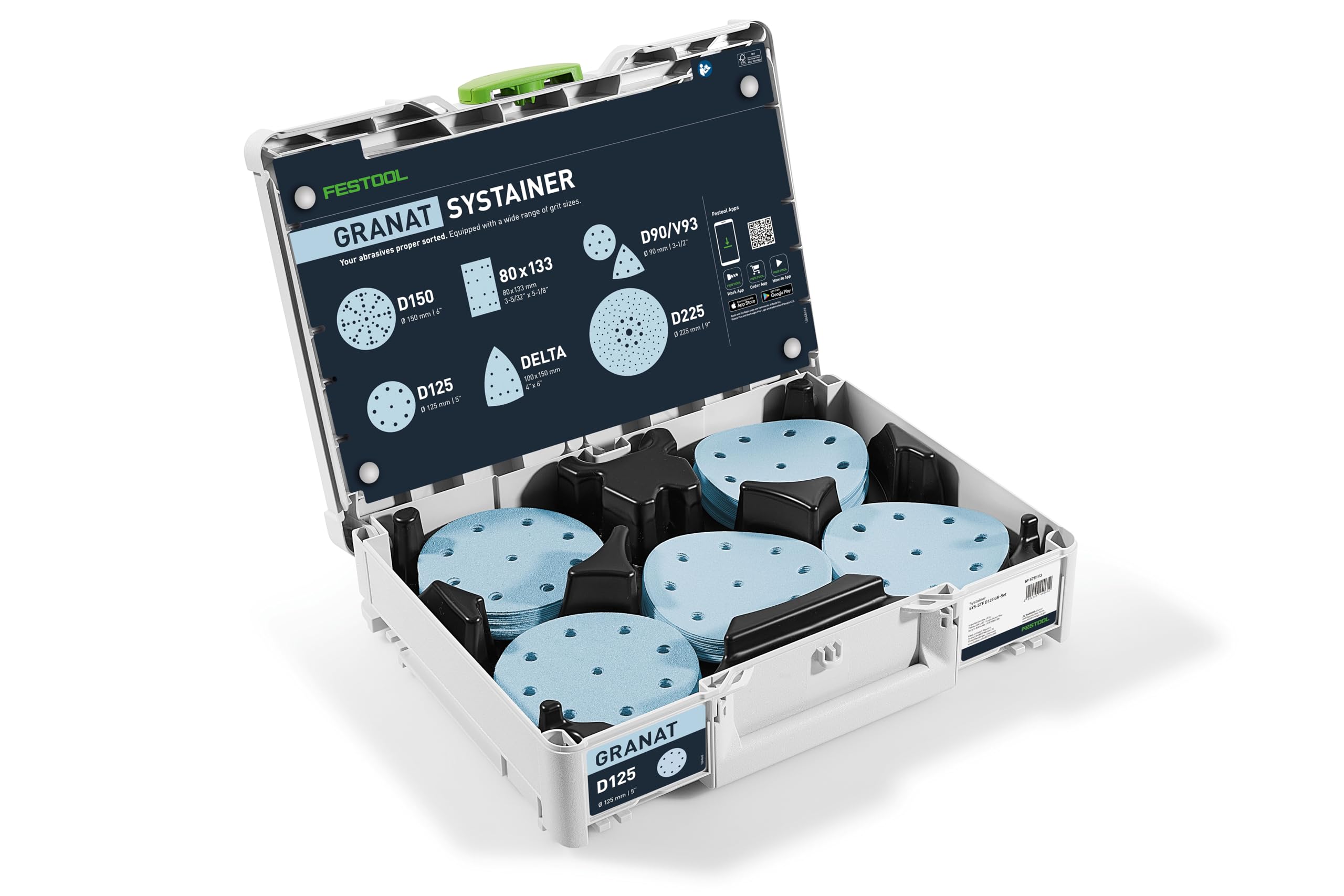 Festool 578193 Granat 5-Inch (125mm) Abrasive Systainer³ SYS-STF