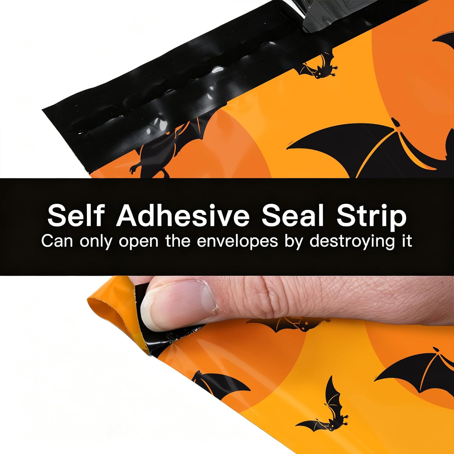 RUSPEPA 40 Pcs Halloween Poly Mailer Shipping Bags, 10" x 13" Pumpkin, Bat, Spider Web & Skeleton Hand Design Waterproof Tear-Resistant Self Seal Mailing Envelopes for Small Business Clothing Holiday