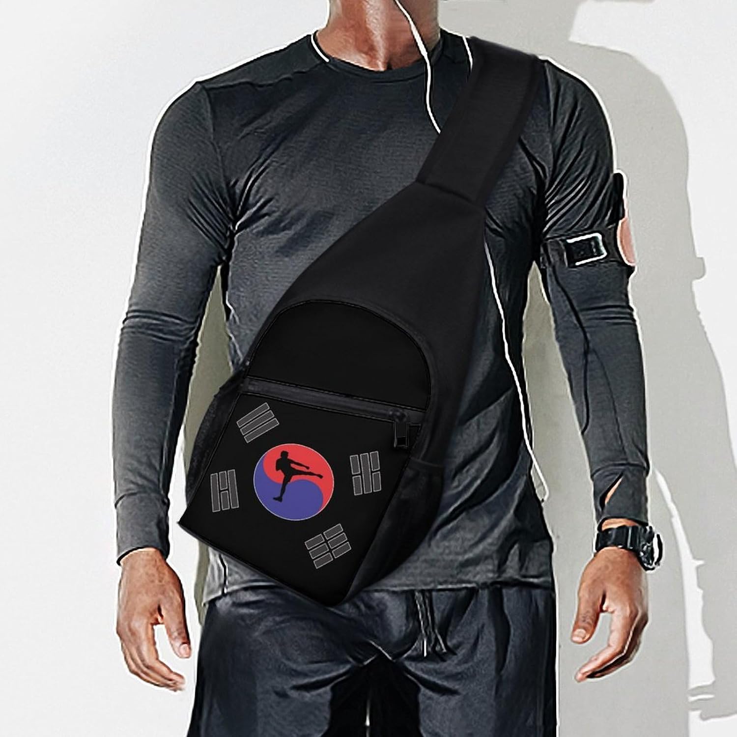 Korean Karate Korea Logo Crossbody Sling Backpack Chest Bag Daypack | unisex,trendy,with convertible and detachable shoulder strap,side pockets