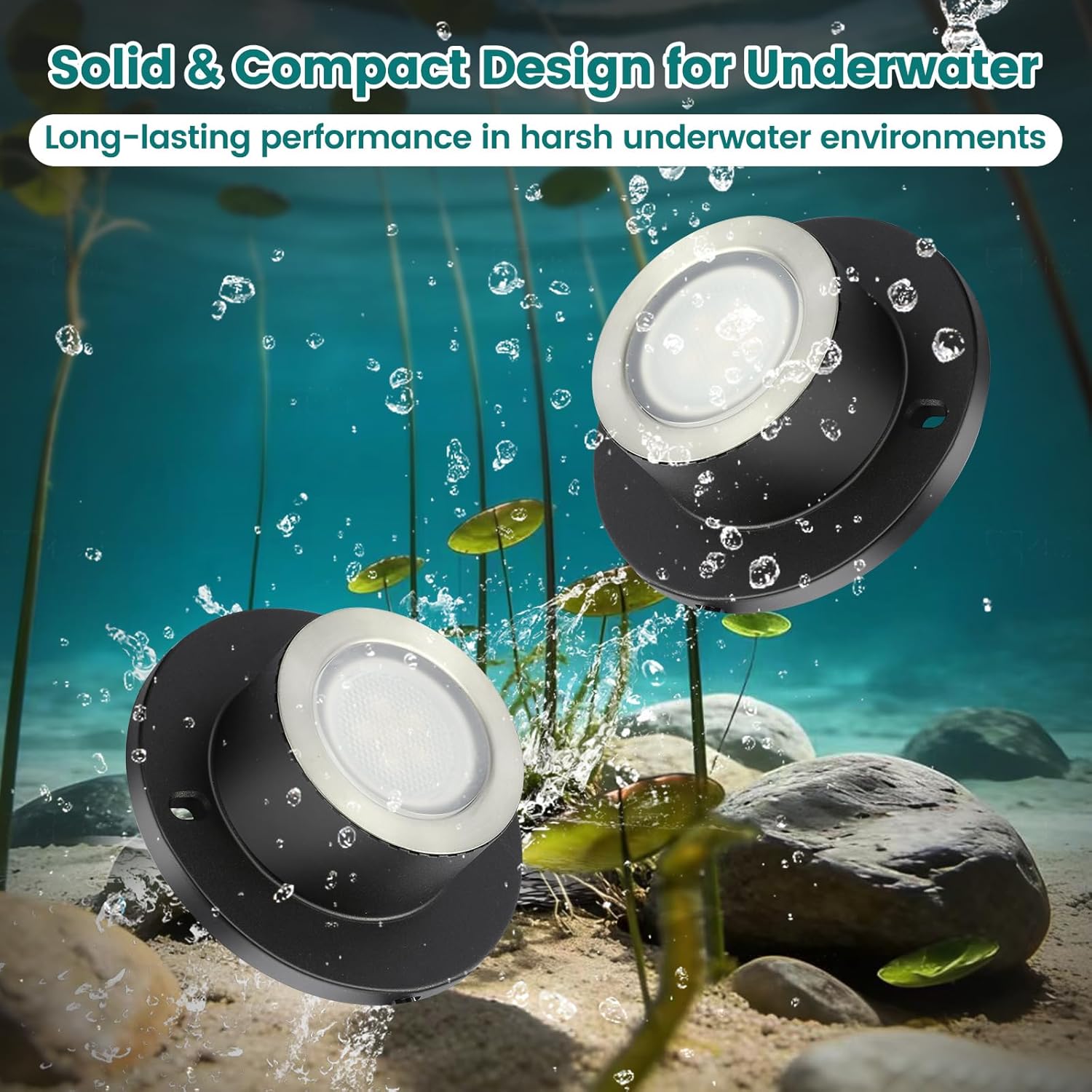 Pond Lights LED Underwater - Waterproof RGBW Fountain Lights Submersible Outdoor Waterfall Light Underwater Light with Transformer, Remote, Timer, Light Sensor for Ponds, Fountains
