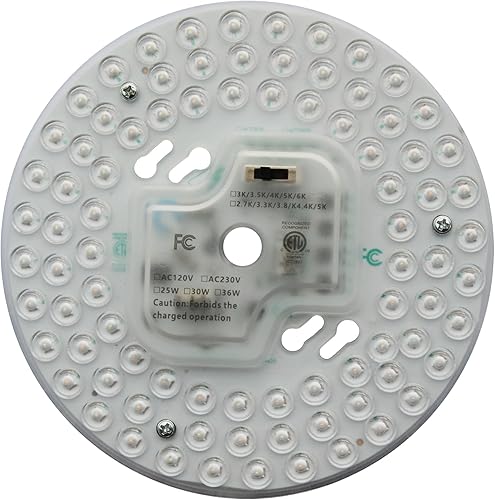 Ventilador de techo LED regulable de 36 W, 5 CCT, luz empotrada, kit de reacondicionamiento del motor, bombilla fluorescente circular de panel LED