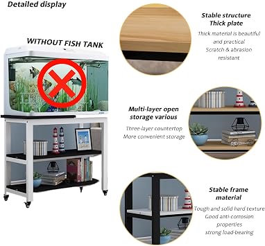 Fish Tank Stand,20-29 Gallon Metal Aquarium Stand With Wheels,double Layer Rolling Breeder Tank Stands,turtle Tank Terrariums Tank Breeder Reptile Tank Stand For Home Office Without Fish Tank