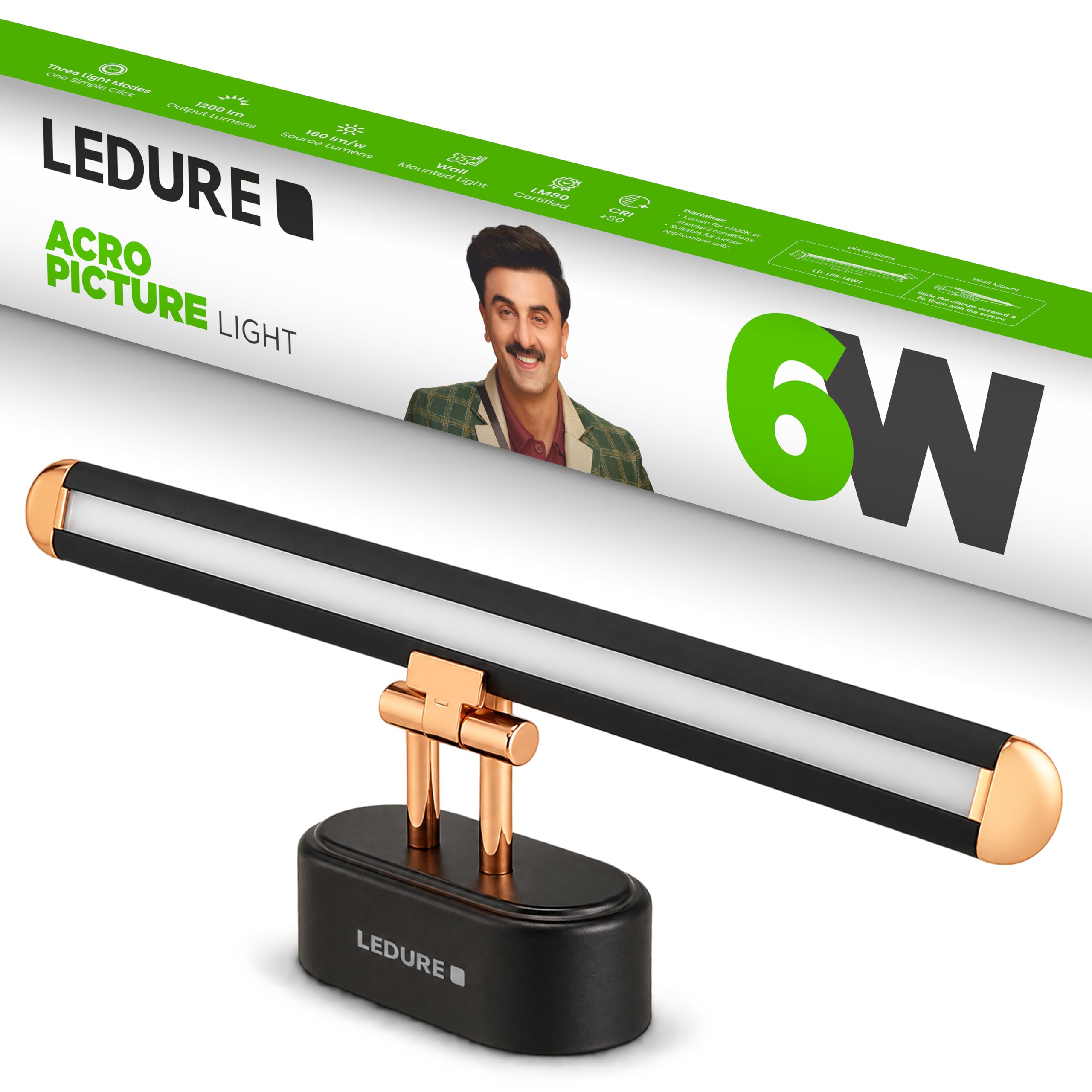 LEDURE Acro 6W LED Mirror Light|3in1 Color Changing|2 Year Warranty|Pack of 1