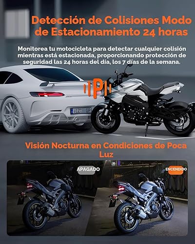 Miniatura 4 de Vantrue Cámara de tablero F1 4K frontal y trasera, cámara de motocicleta 4K + 1080P, cuerpo completo IP67 impermeable, GPS Wi-Fi, gran angular de