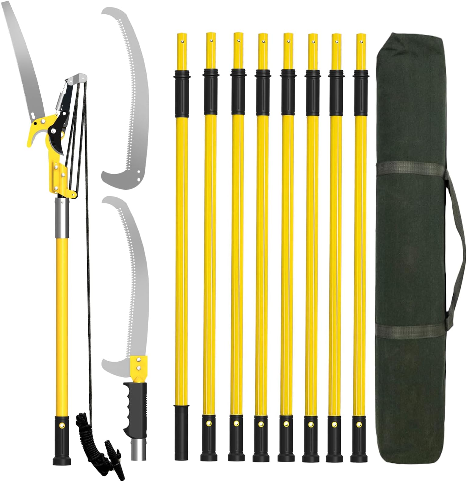 Manual Pole Saws for Tree Trimming 30 FT, [Ultra Sturdy] Tree Trimmers Long Handle Pruner with Thickened Saw Blade and Scissor, Palm Tree Trimmer for Backyard and Garden, Branch Cutter Pole Saw