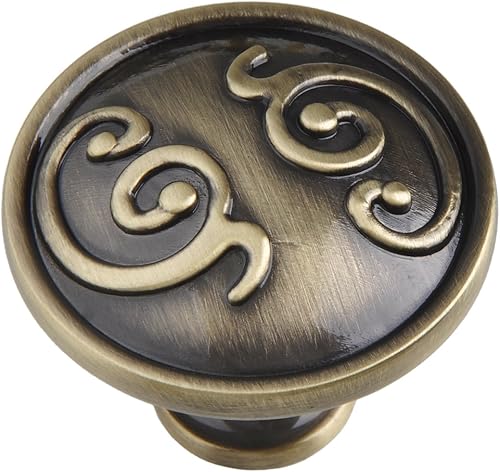 Utopia Alley Roma - Pomo de anillo de gabinete  Perillas decorativas para armarios y cajones  Herrajes de gabinete vintage con latón antiguo acabado