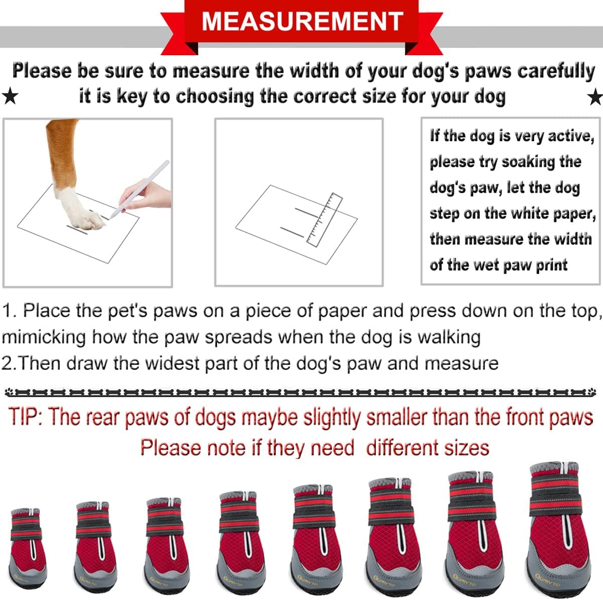 qumy 4pcs dog boots for large dogs, medium dog shoes & paw protectors for hot pavement, summer heat protection, mesh breathable nonslip dog booties for hardfloors, walking running hiking red size 7 red size 7: 2.8''x3.2"(w*l) for 63-75 lbs