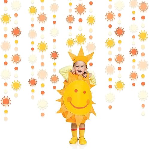 Miniatura 4 de Decoraciones de fiesta de sol, bohemio, guirnalda de lunares, serpentina, color naranja degradado, blanco, retro, apagado, para el primer viaje