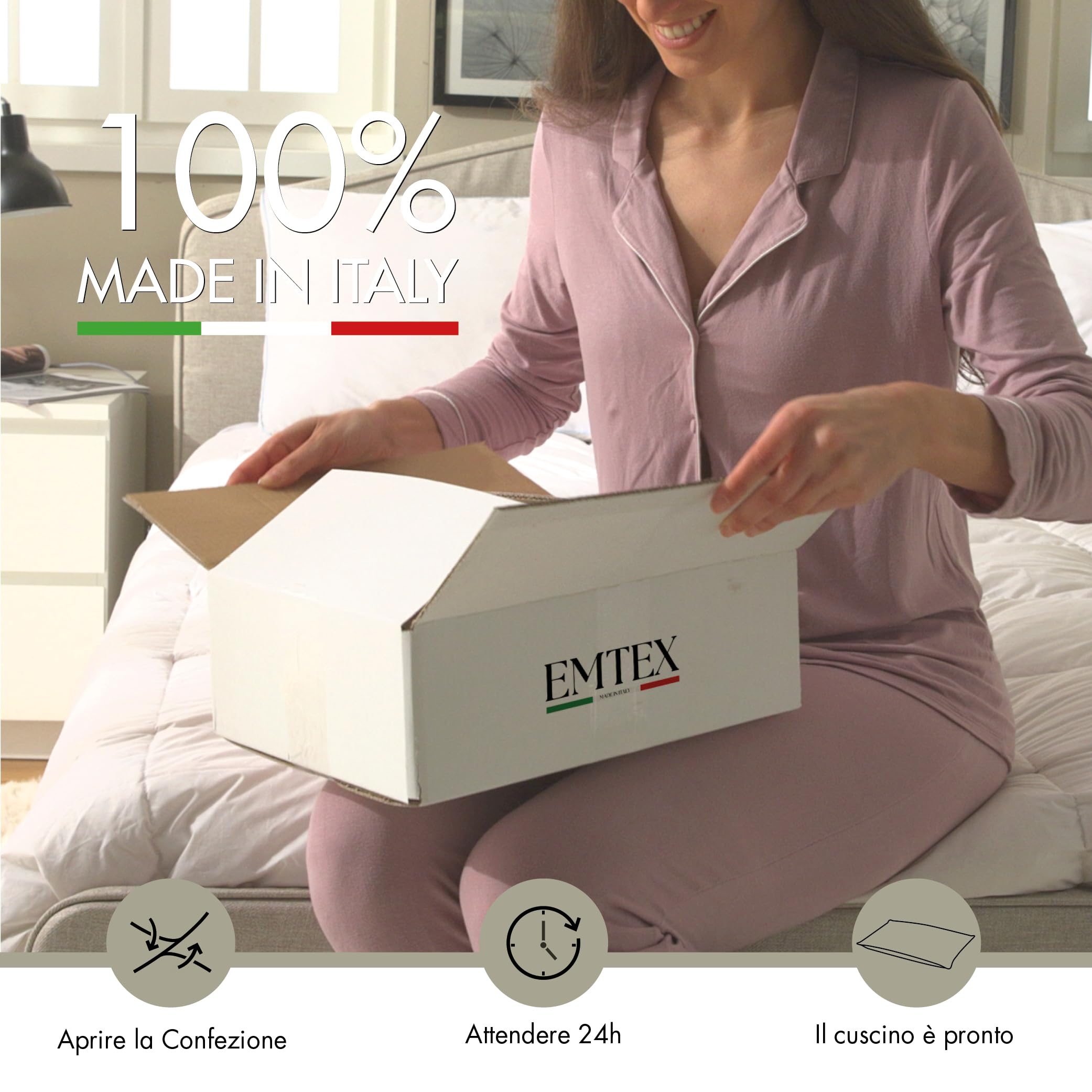Cuscini Letto 100% COTONE ANALLERGICO Fibra Siliconica SET 2 Guanciali Morbidi e Traspiranti Cuciture Premium Made in Italy (2, CUCITURA ORO)