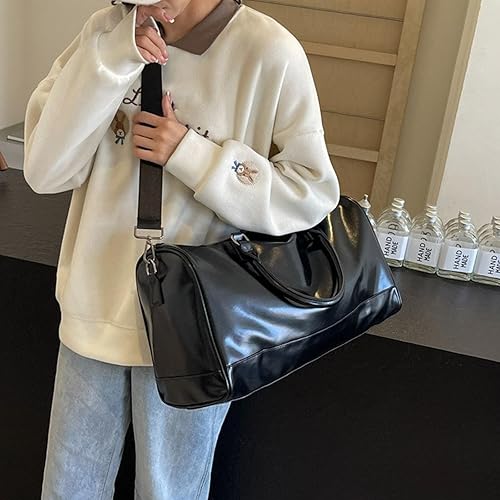 Miniatura 4 de Large Capacity Fitness Bag Travel PU Leather Shoulder Luggage Fashion Sport Overnight For Vacation Travel For Women Men Overn