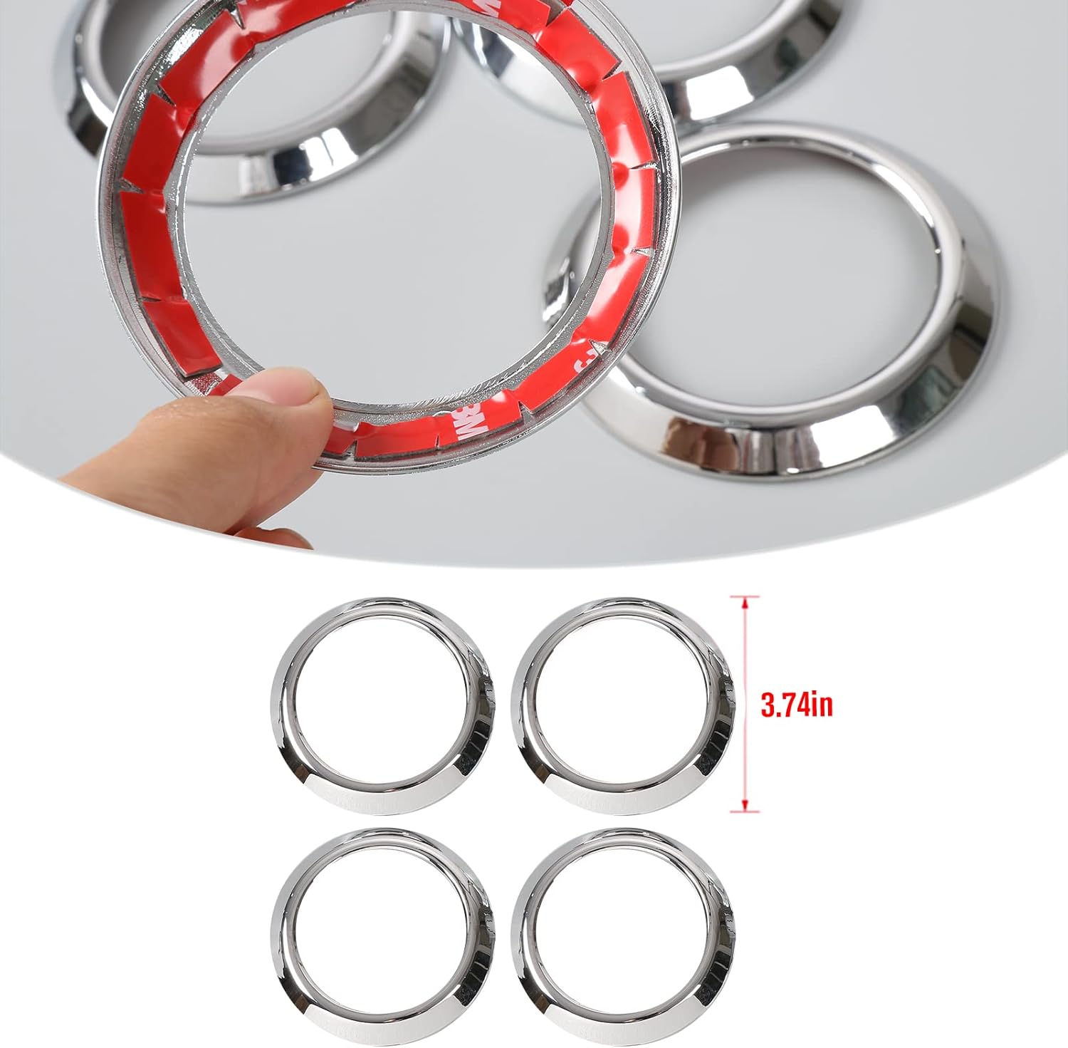 4PCS AC Air Conditioning Vent Cover Trim Decoration Ring Interior Accessories Fit for Jeep Wrangler JK JKU 2007-2010 (Chrome)