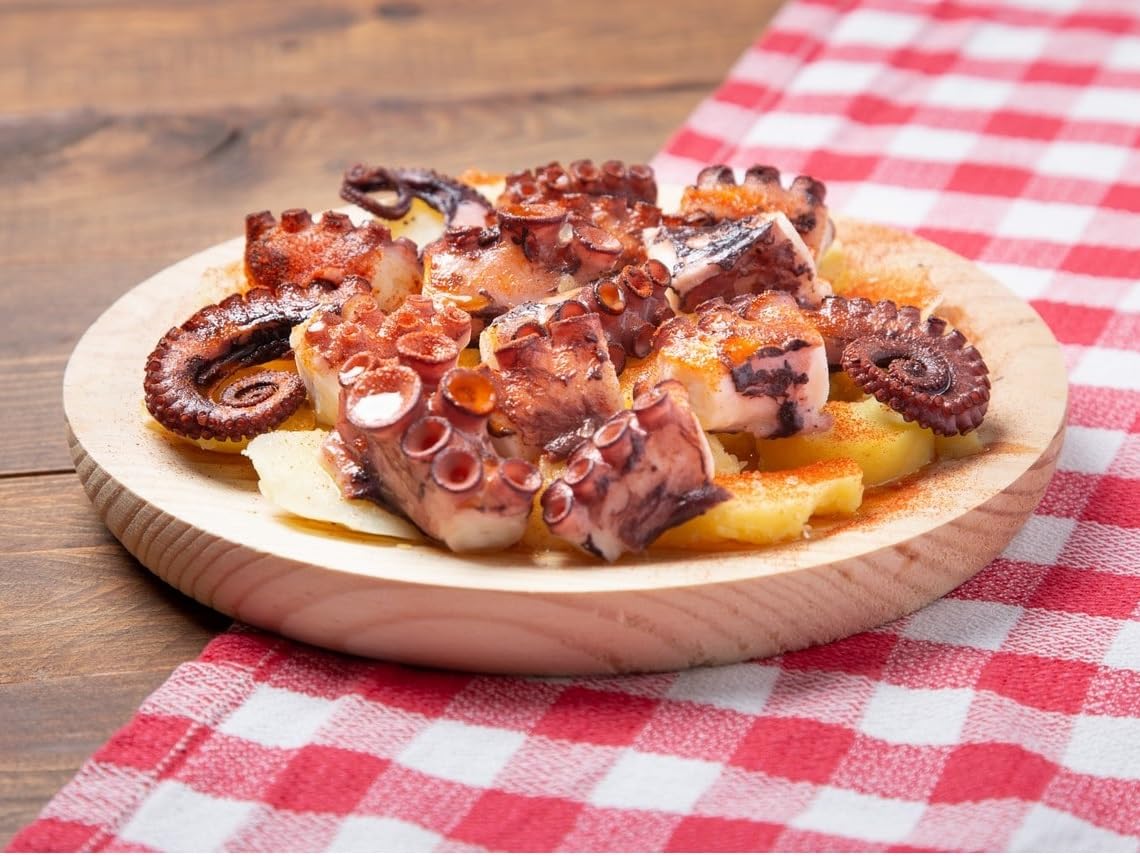 6x Plato de madera para pulpo, pizza, charcuteria, quesos, tapas, entrantes, vajilla para comida, tabla de picar, fuente para alimentación. (6x 30cm)