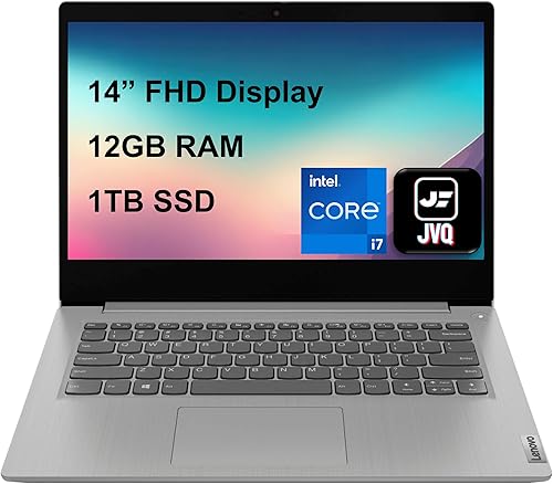 Lenovo IdeaPad 3 - Laptop con pantalla FHD de 14 pulgadas, procesador Intel Core i7-1165G7, RAM DDR4 de 12 GB, SSD de 1 TB, lector de tarjetas 4 en