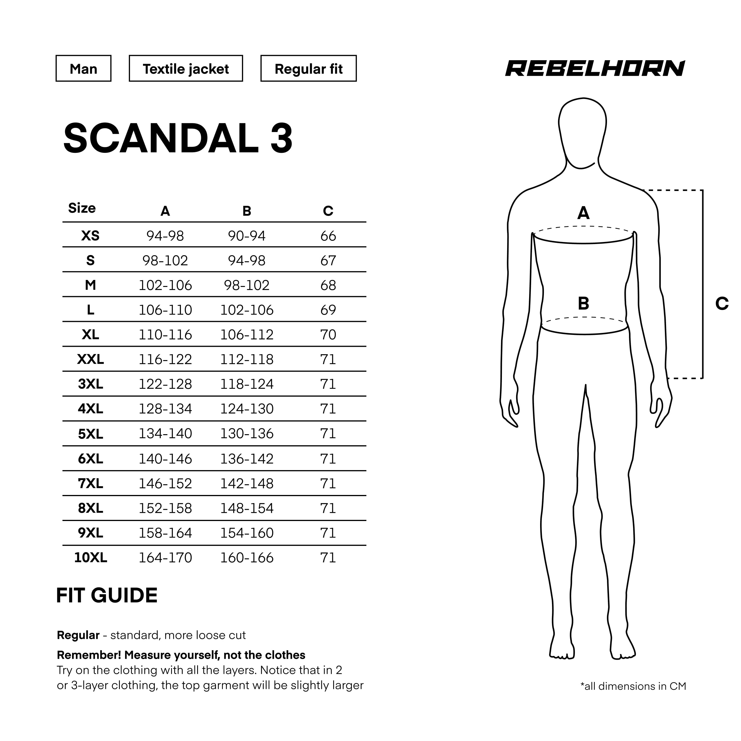 REBELHORN Scandal 3 Chaqueta de Moto Hombre | Textil | Protectores de Codos y Hombros Nivel 2 | Bolsillo para Protector de Espalda | Amplios Paneles de Ventilación de Malla | Tallas hasta 10XL