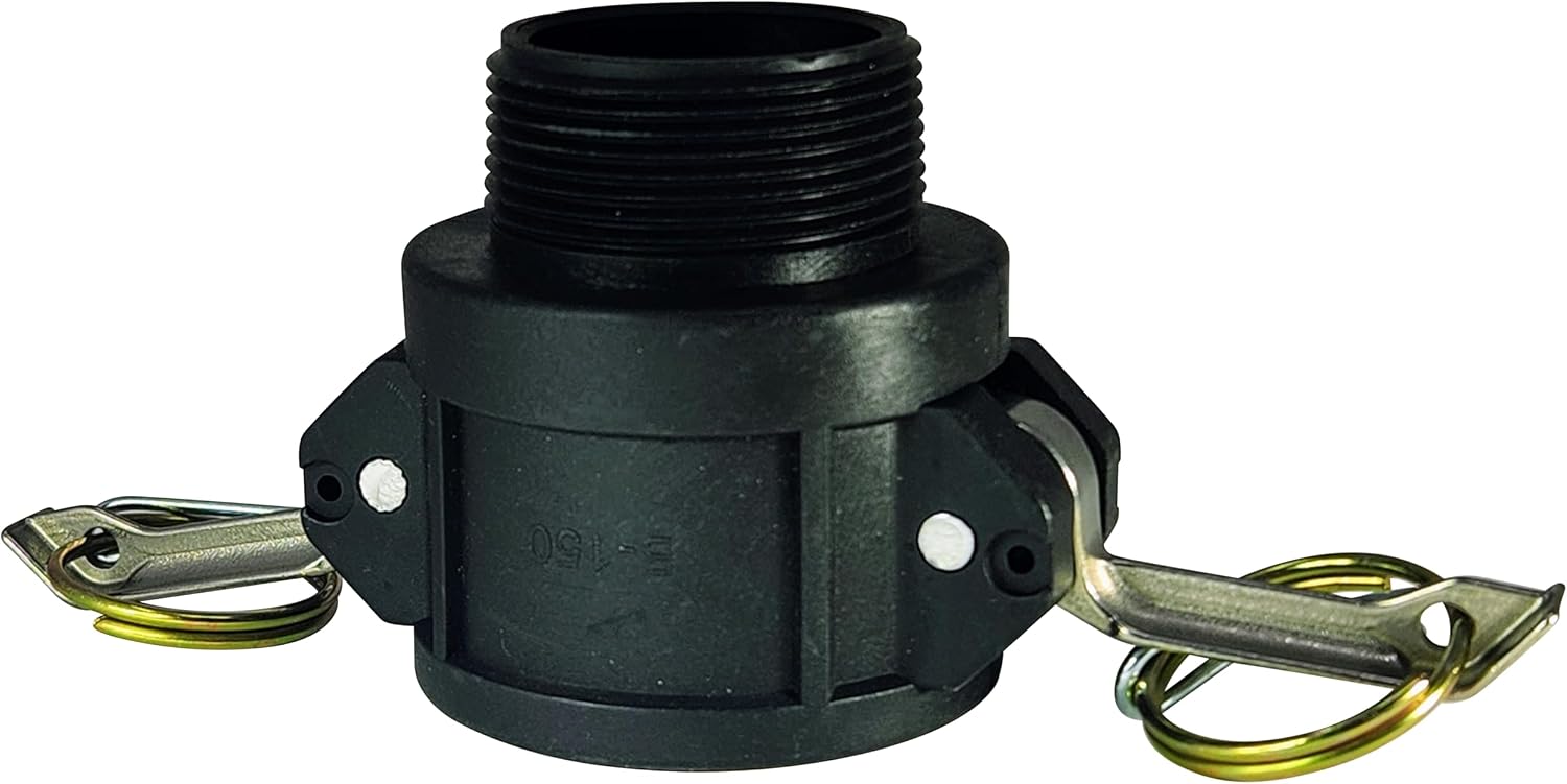 Marine Fitting Type B-150 Camlock, 1.5" NPT Male Threads Pumpout Adapter for Boat Holding Tanks, Black and Gray Water Fluids Transfer